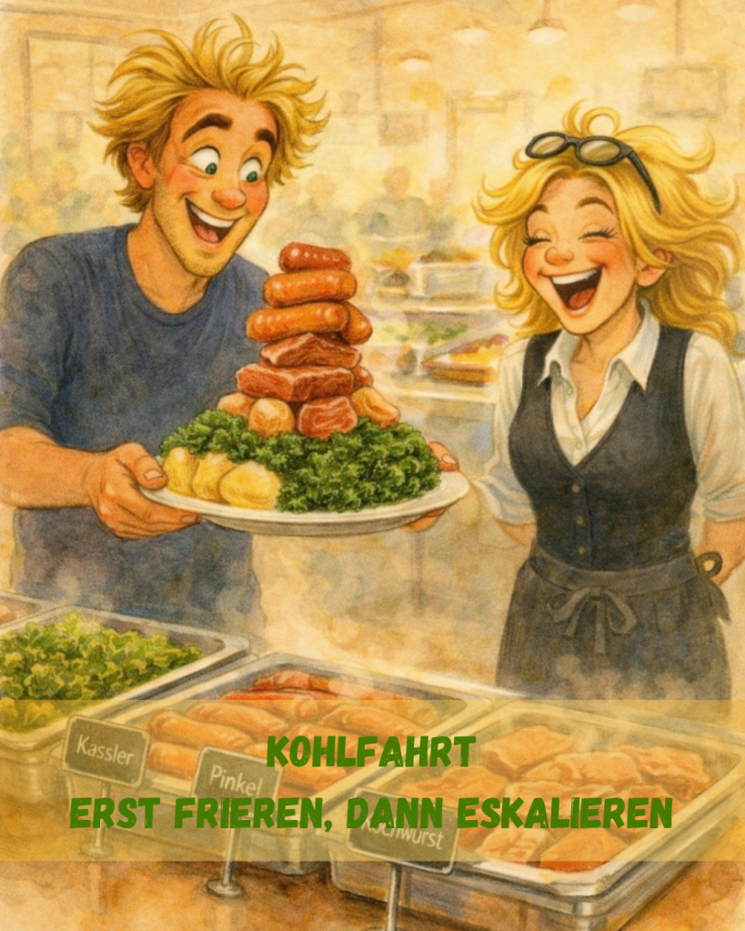 Kohlfahrtrund um Oldenburg und Ammerland. Eine Tradition in vielen Gasthäusern und Restaurants. Eine Kurzgeschichte aus dem Service.